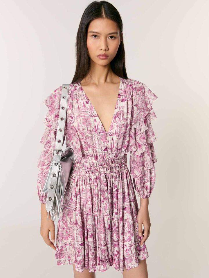 Vestido estampado con volantes
