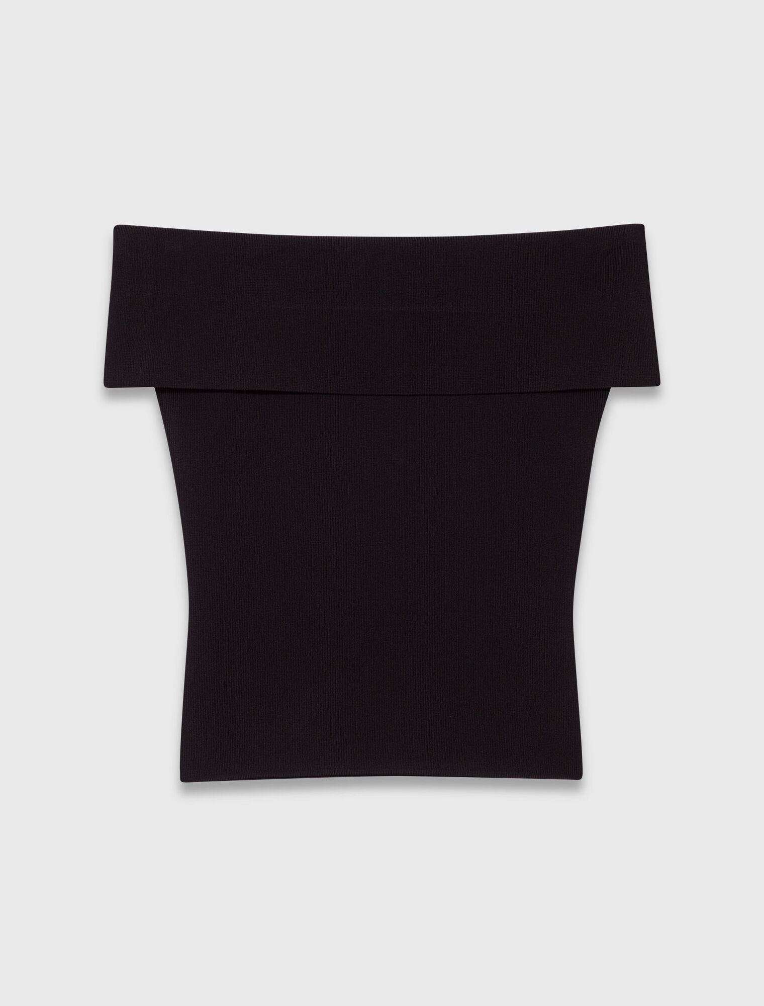 Top de punto de canal&eacute; cuello Bardot