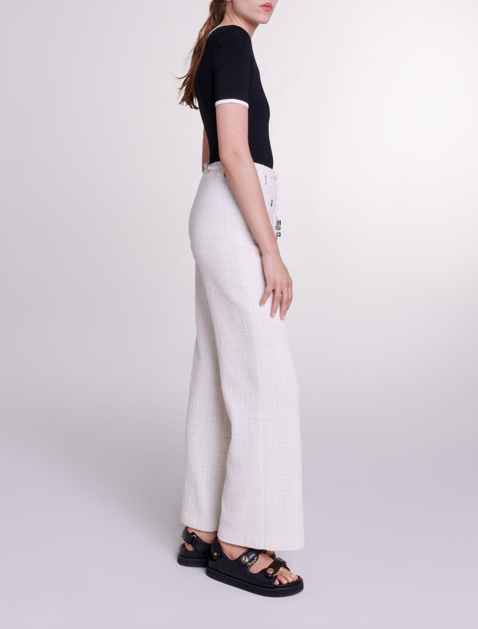 Pantalón tweed de hilos metalizados