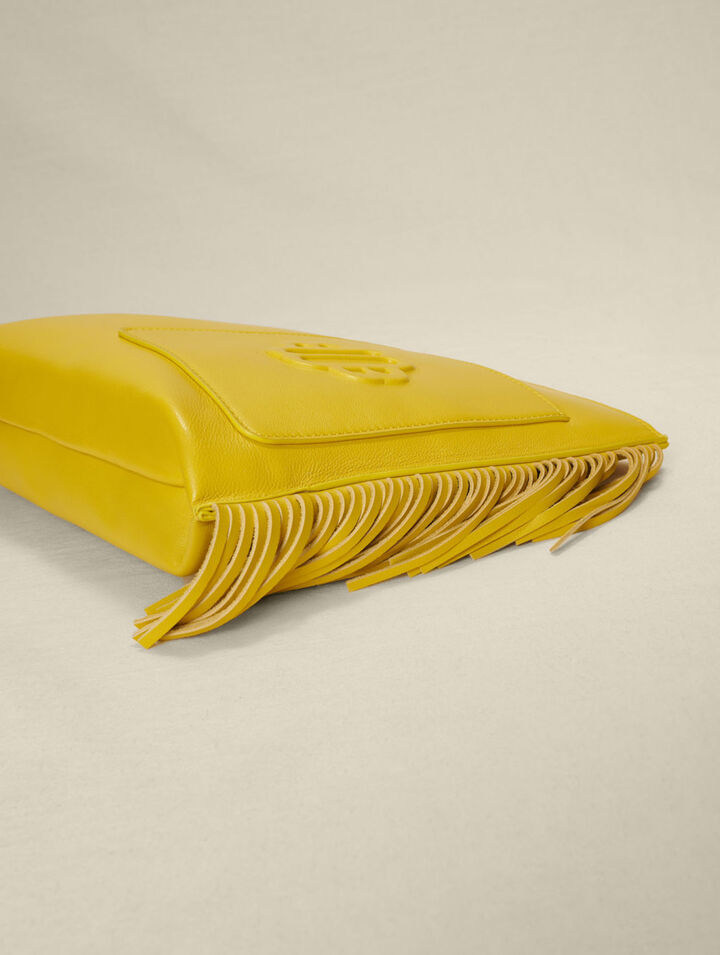 Bolso de mano de piel con flecos