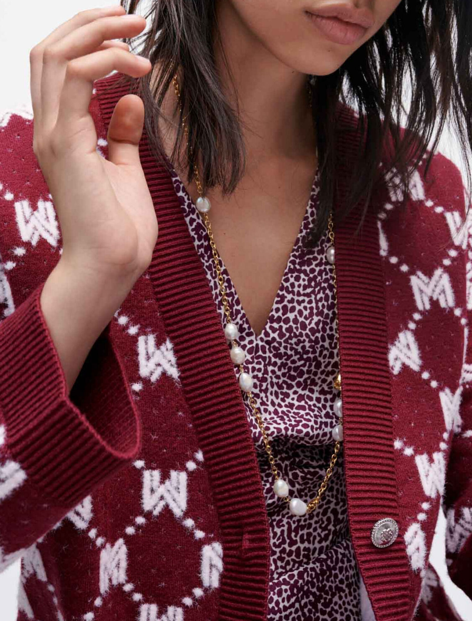 Chaqueta de punto jacquard Maje