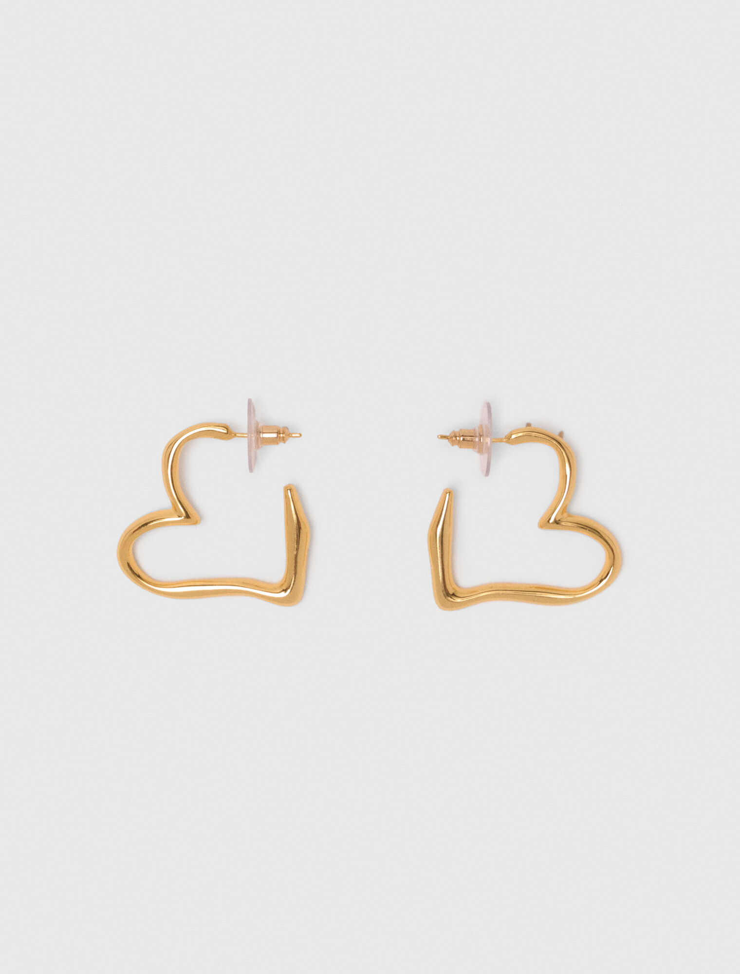 Aros corazón de latón dorado