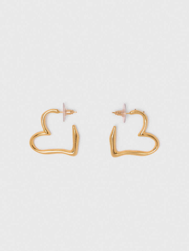 Aros corazón de latón dorado