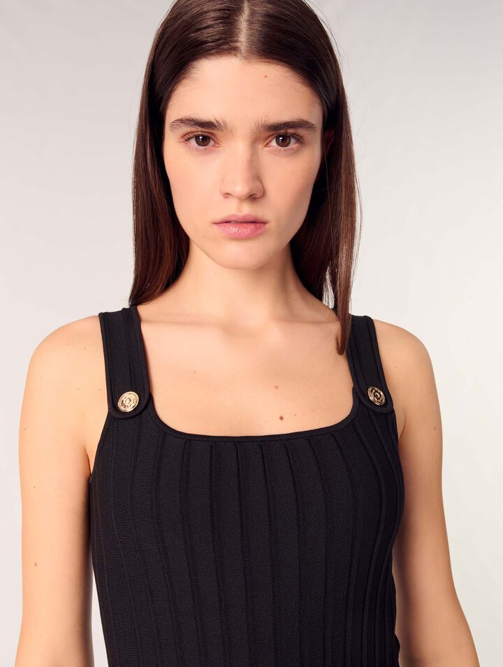Vestido midi de punto plisado