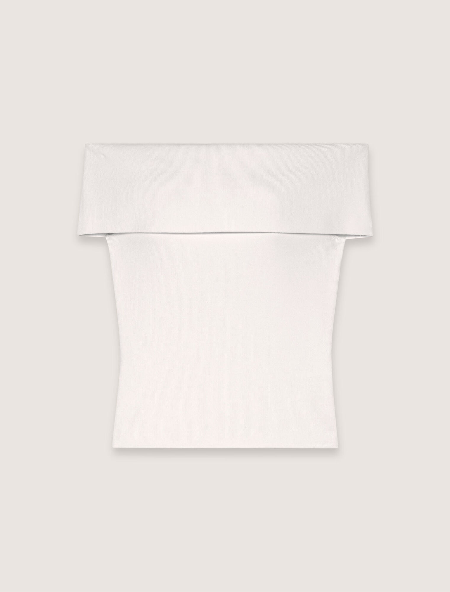 Top de punto de canalé cuello Bardot