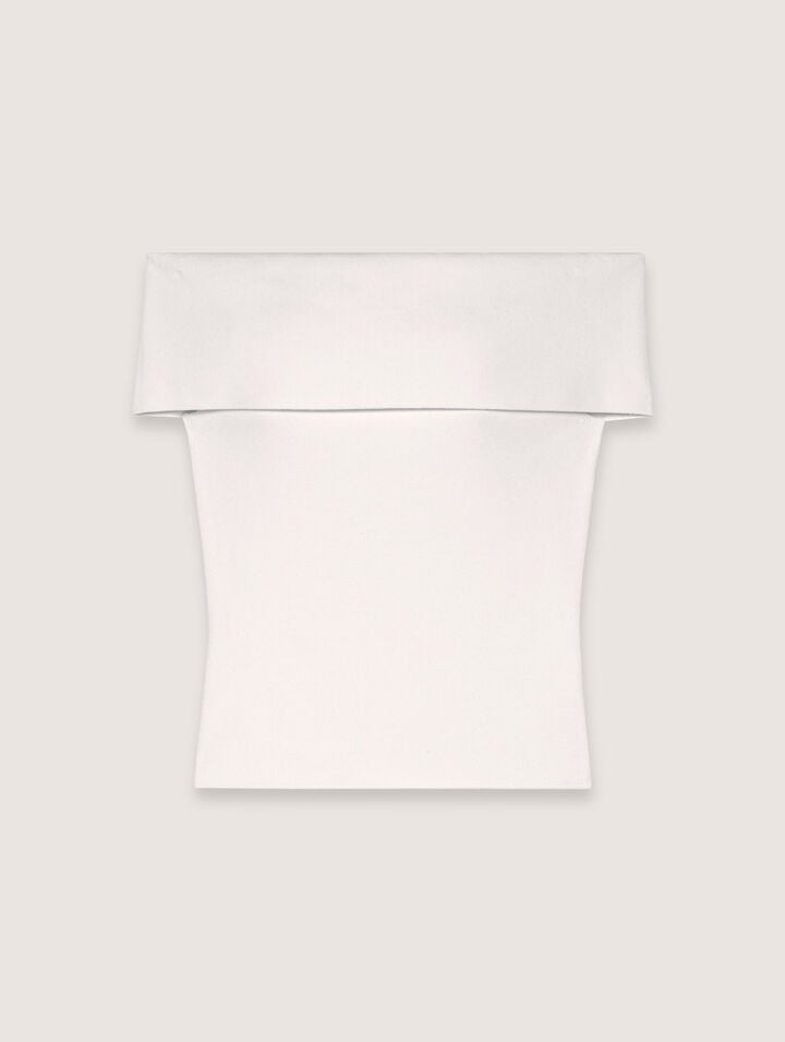 Top de punto de canalé cuello Bardot