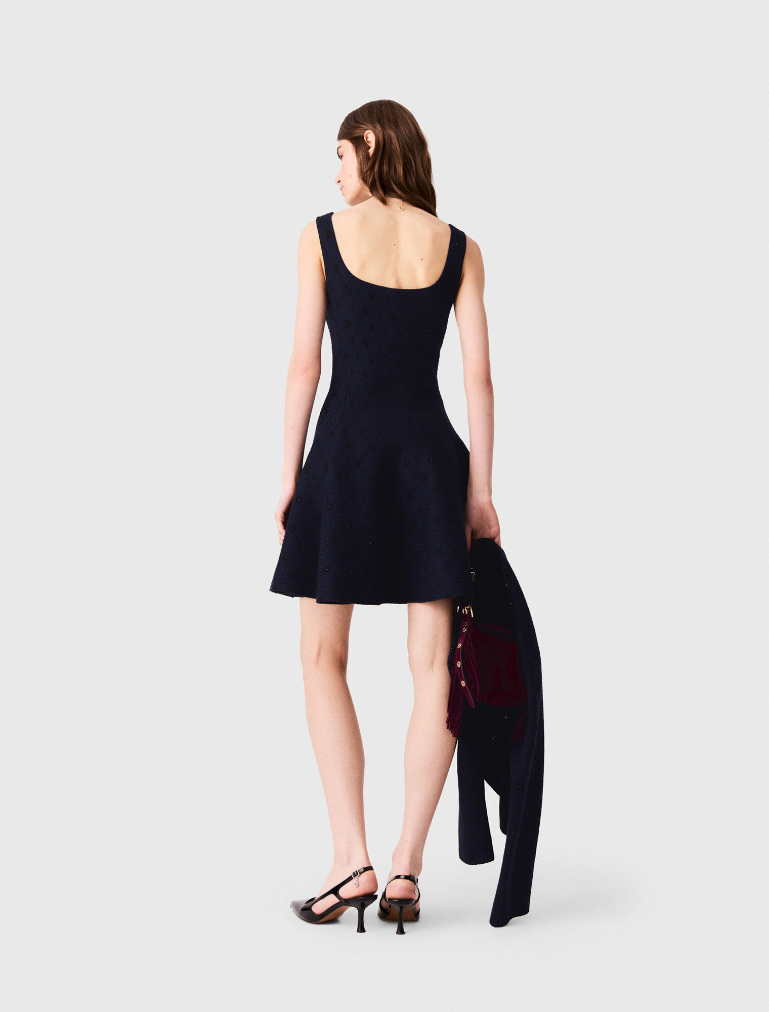 Vestido corto skater de jacquard
