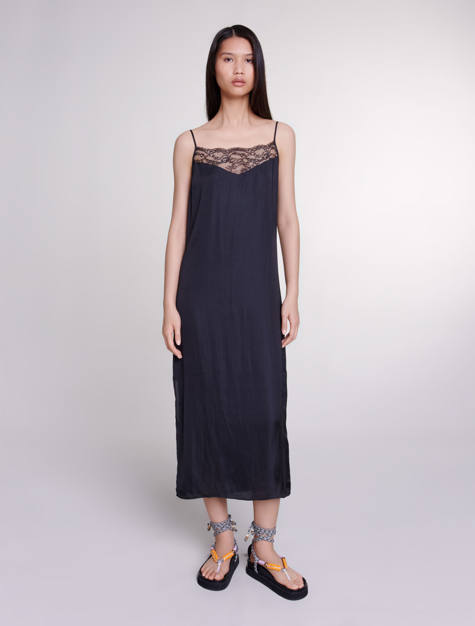 Vestido largo de satén