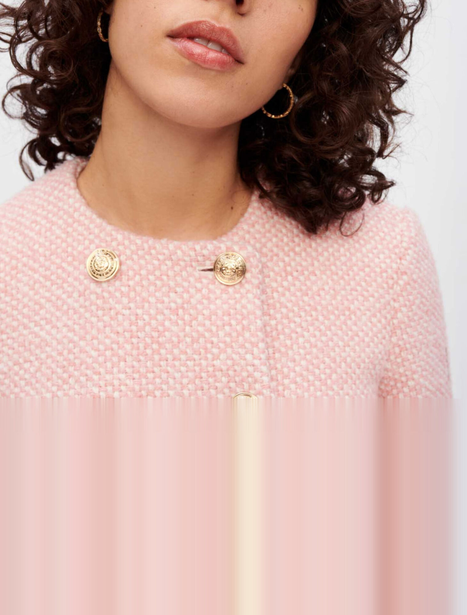 Chaqueta tweed jaspeado crudo y rosa