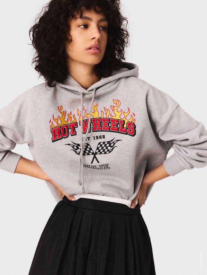 Sudadera corta con logotipo bordado