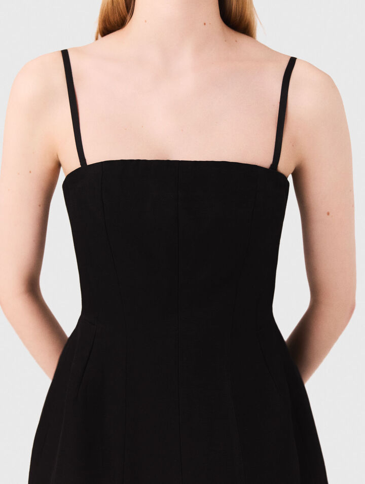 Vestido corto de lino con corpiño