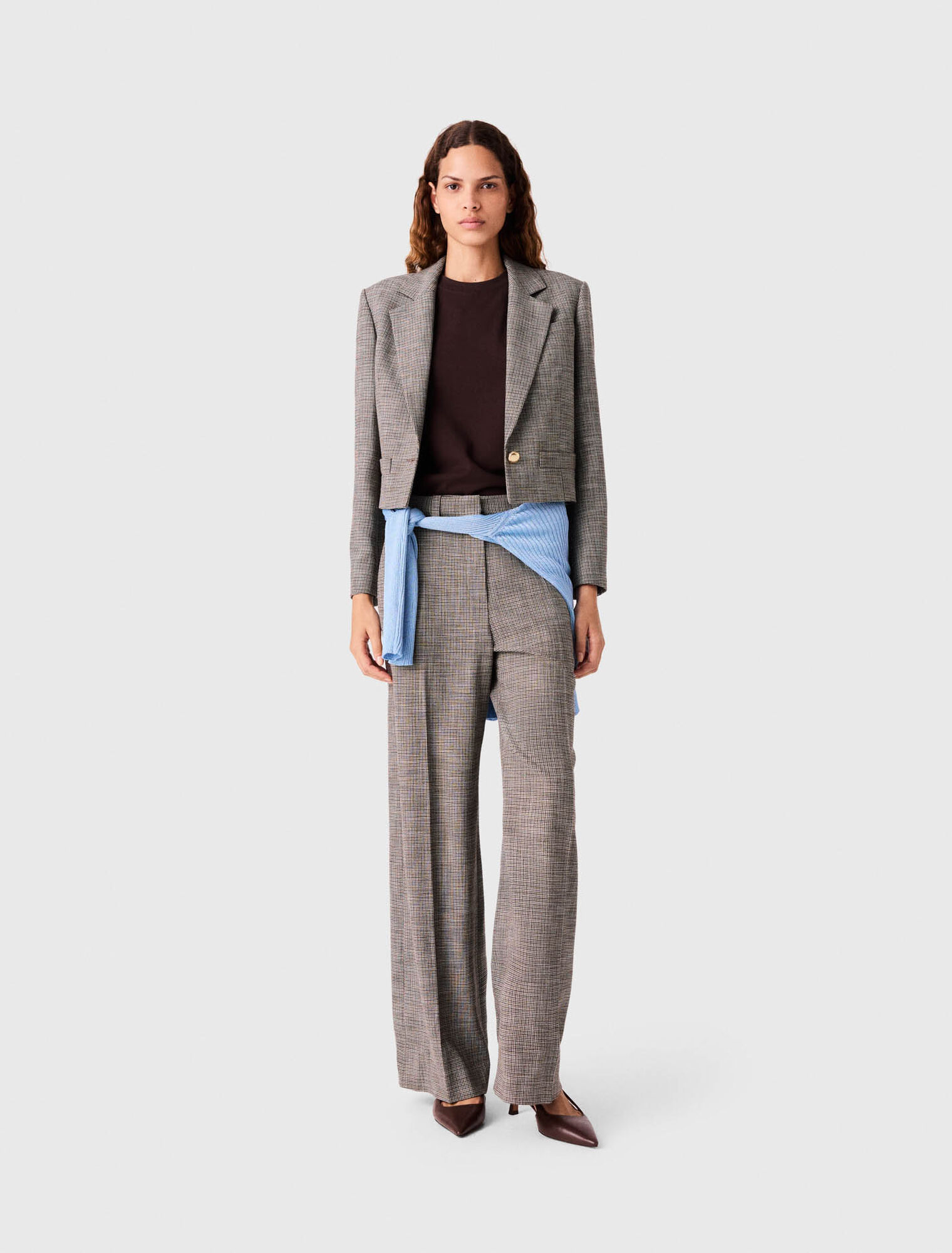 Chaqueta de traje corta a cuadros