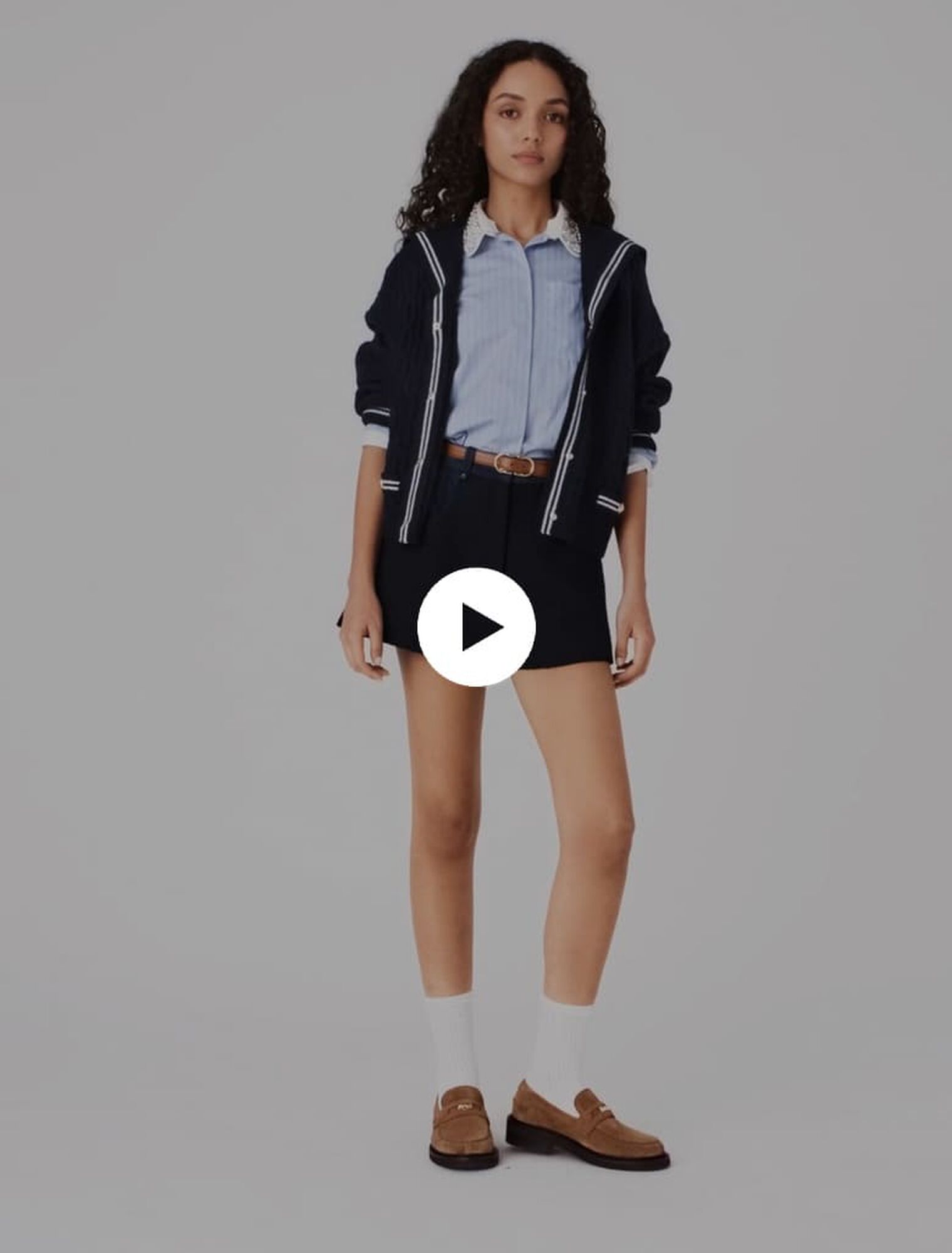 Short de tweed y detalles denim