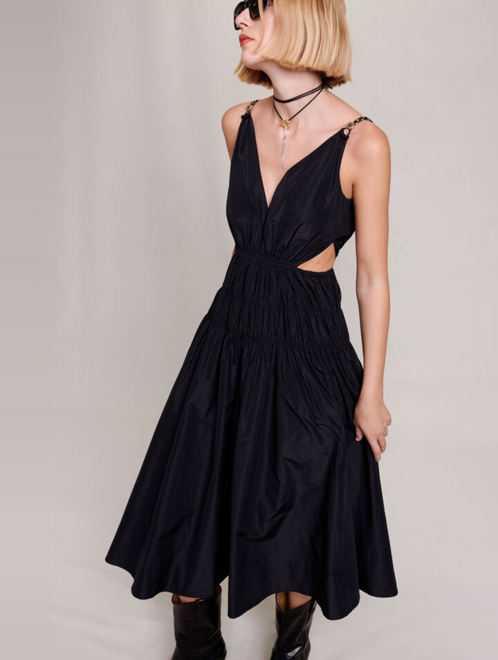 Vestido de tafetán abierto en la cintura