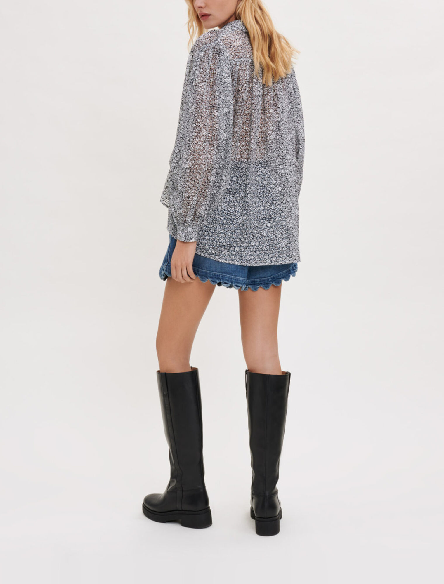 Camisa inclinada en jacquard estampado