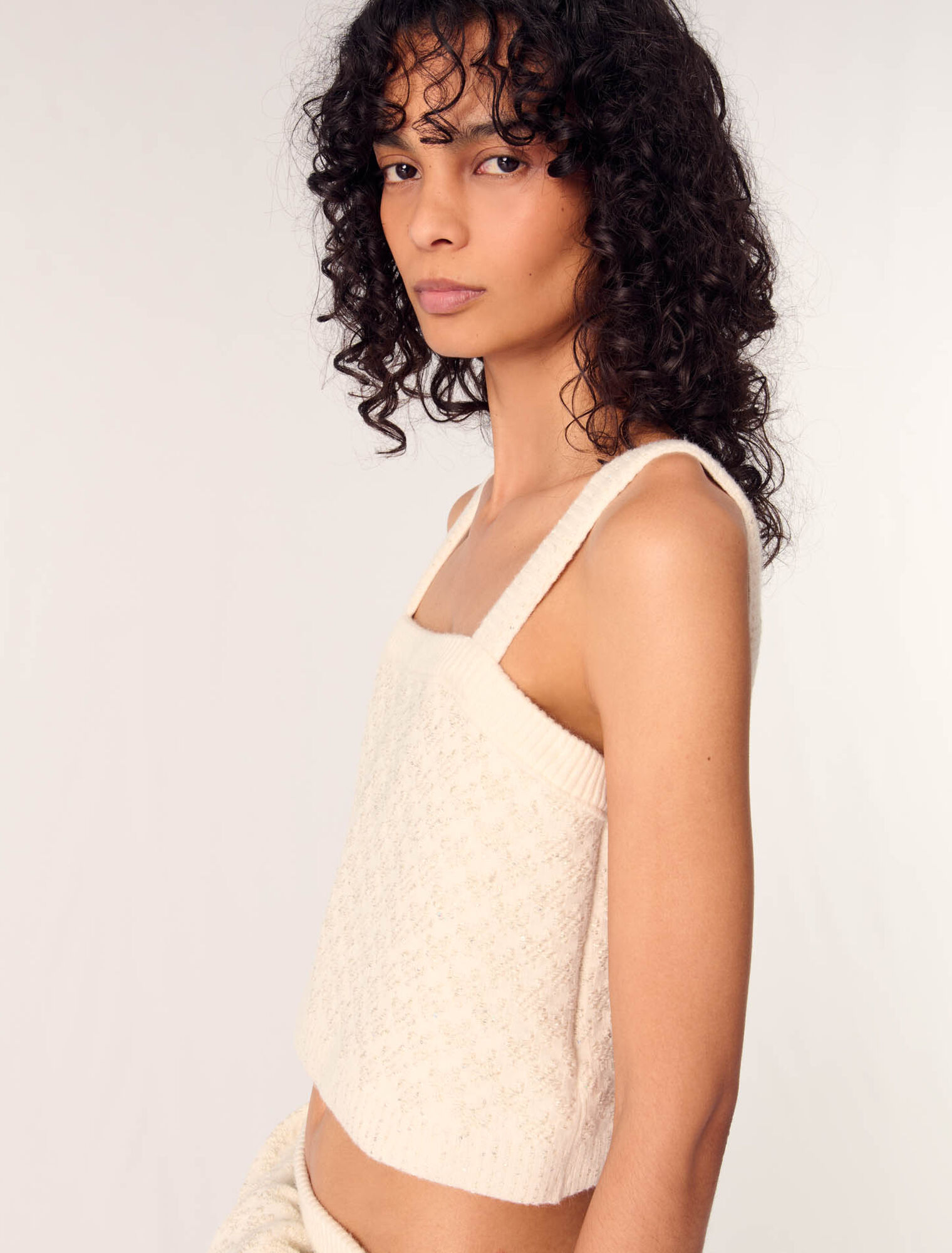 Top corto de punto efecto tweed