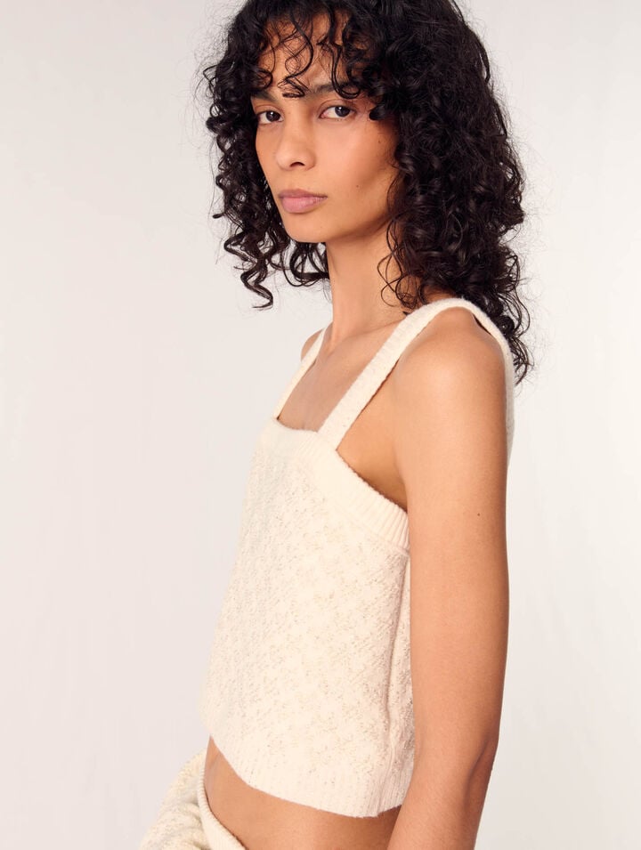Top corto de punto efecto tweed
