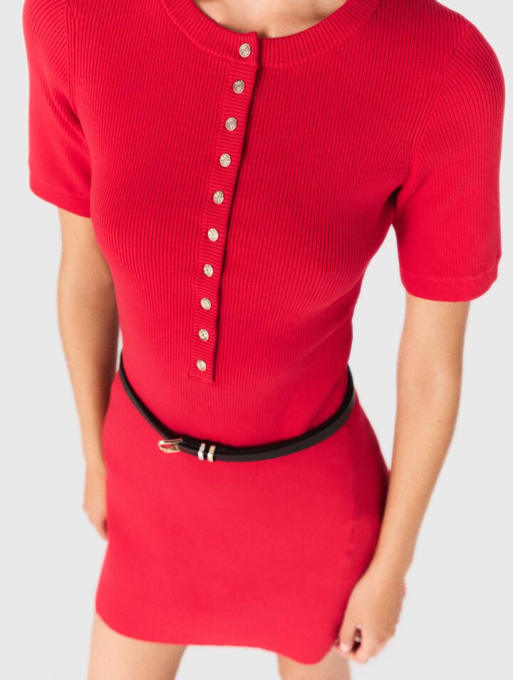 Vestido corto de punto canalé