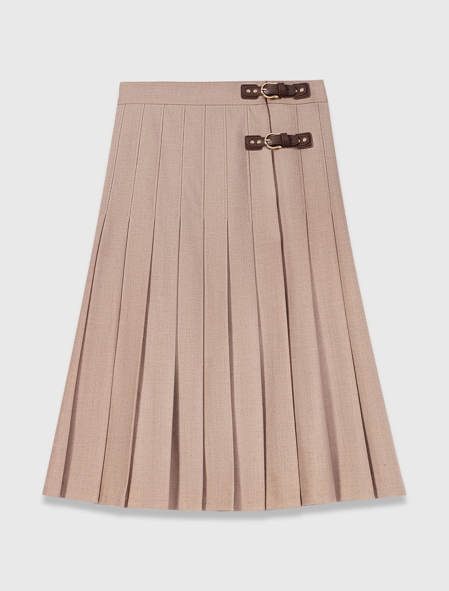 Falda midi plisada con hebillas
