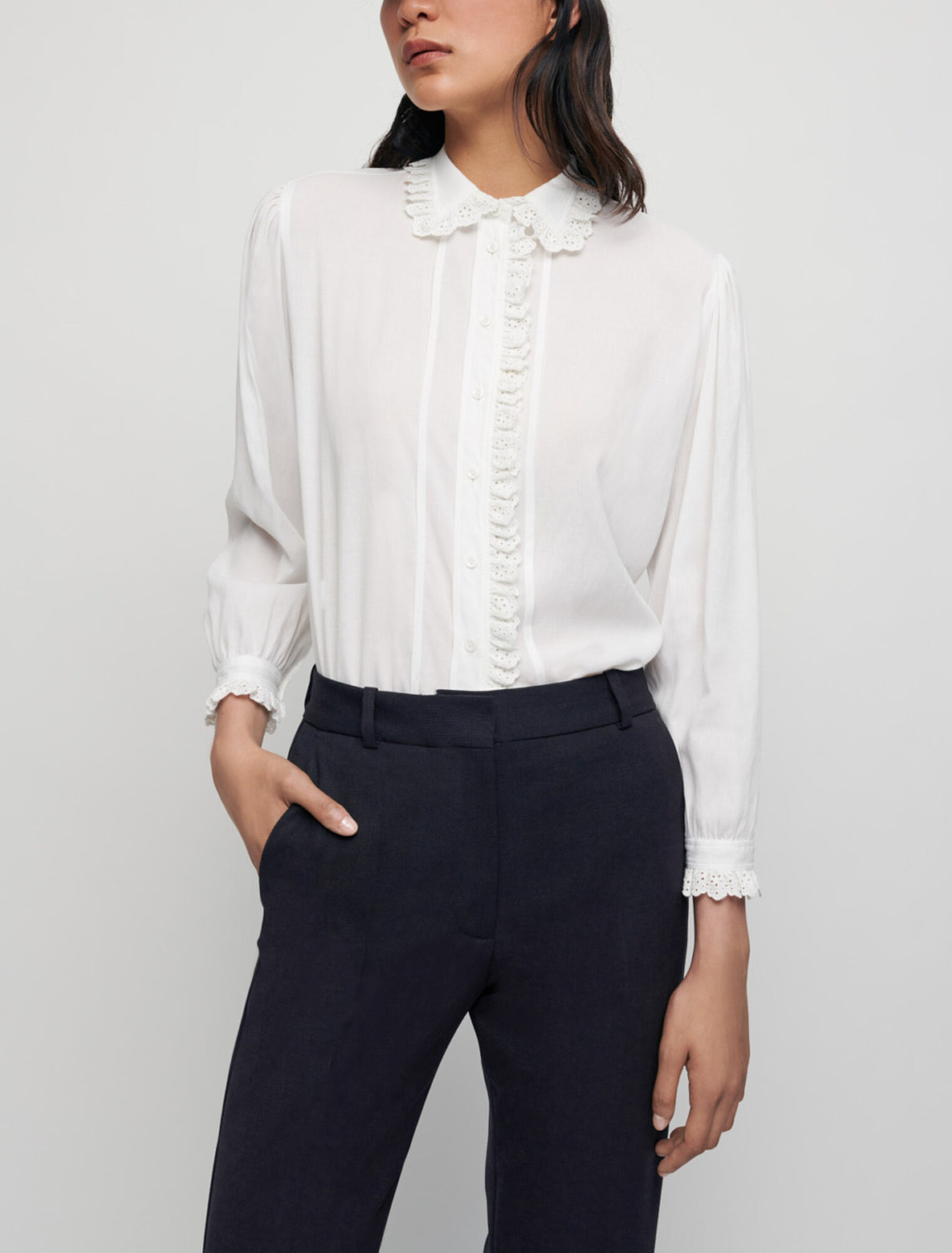 Camisa de gasa con cuello bebé