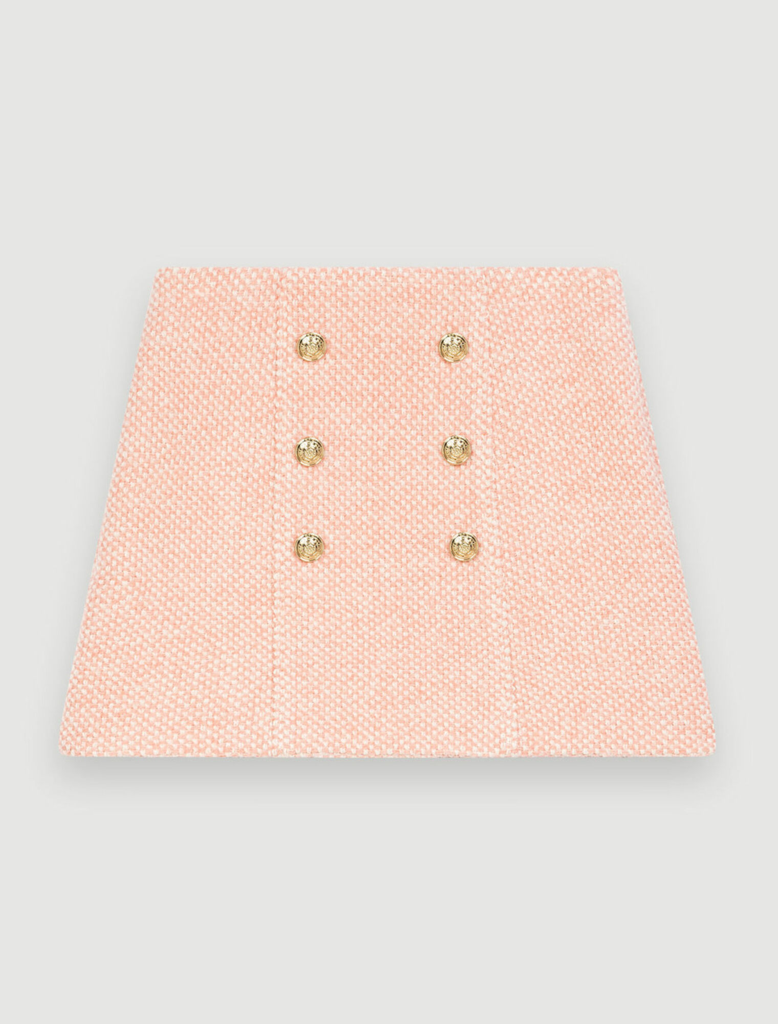 Falda de tweed jaspeada rosa y crudo