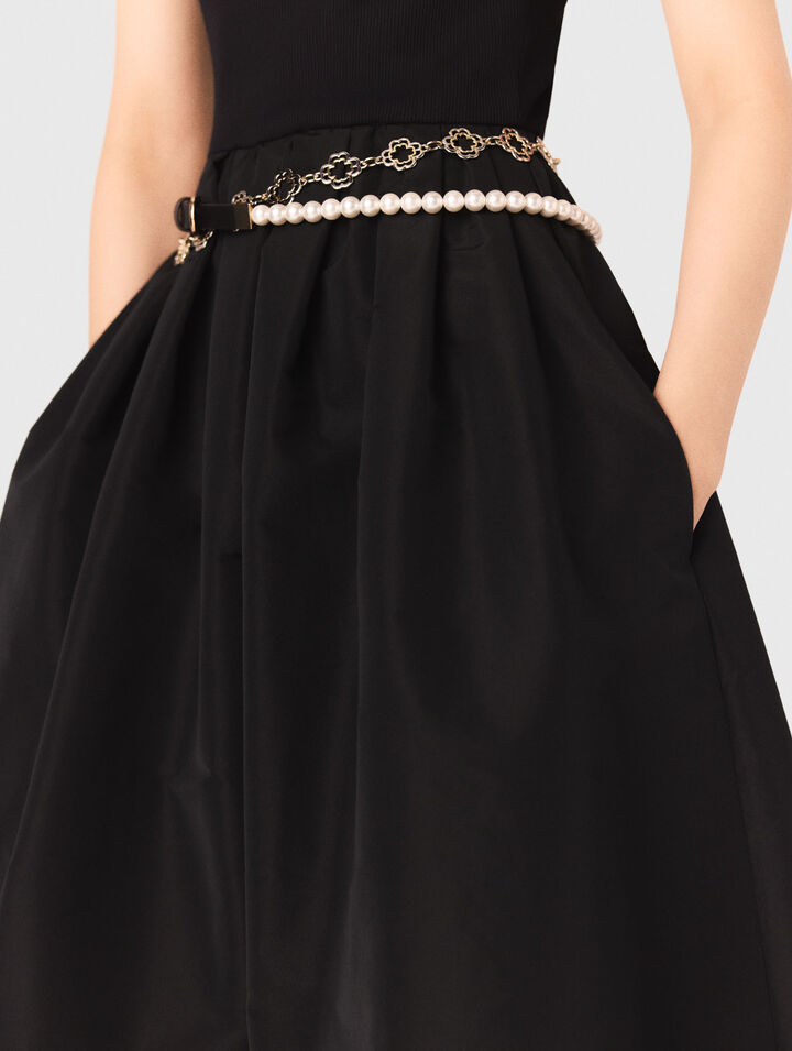 Vestido combinado de tafetán