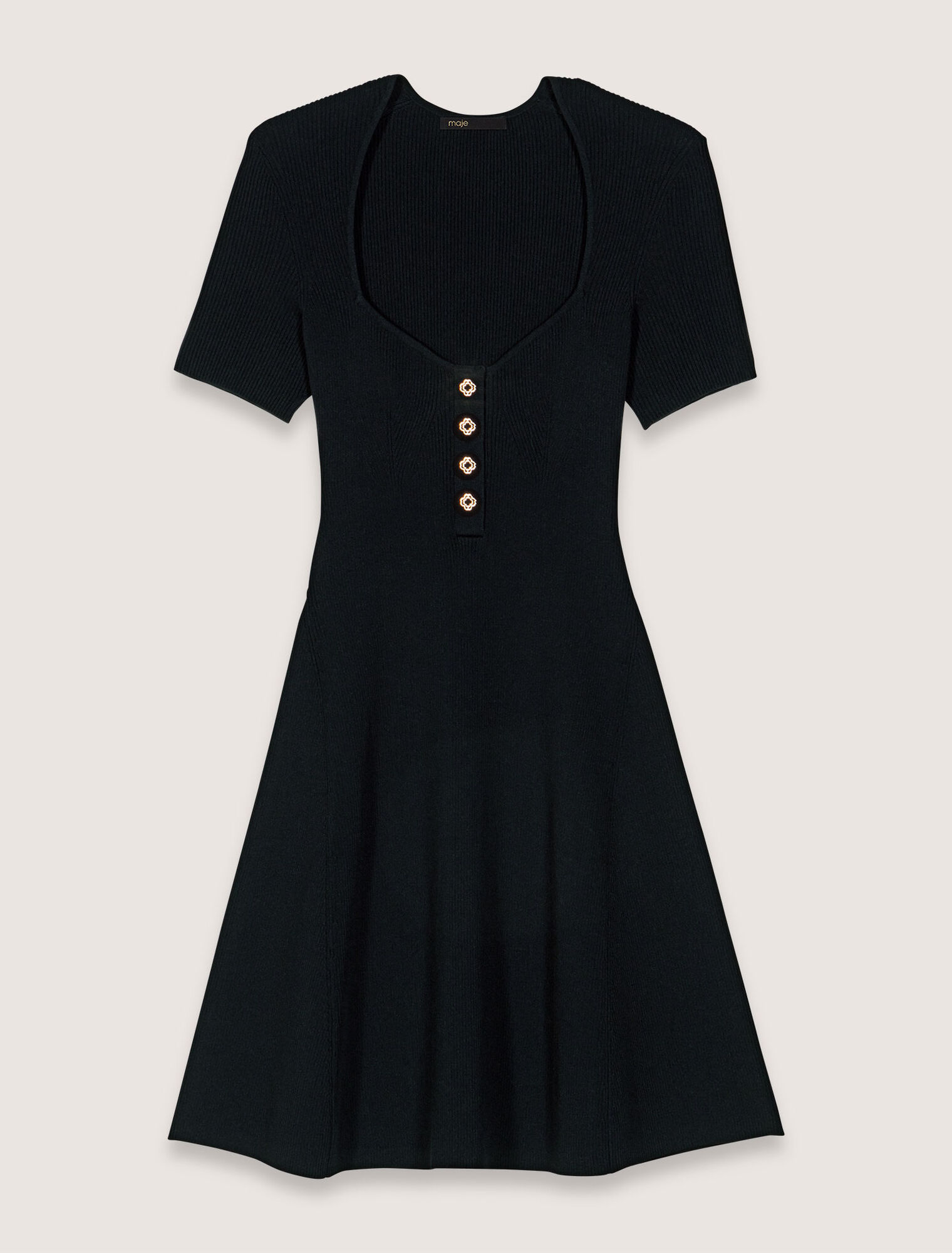 Vestido corto de punto y canalé