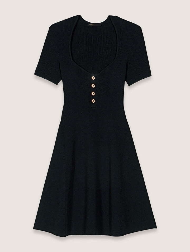 Vestido corto de punto y canalé