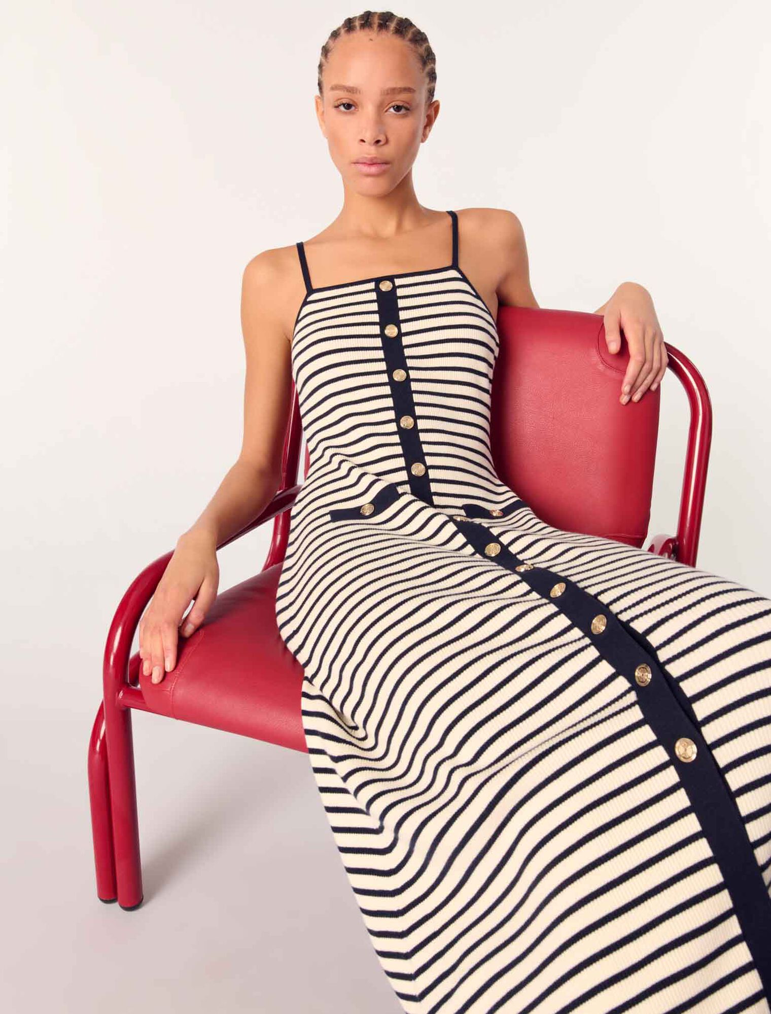 Vestido largo de punto de canalé
