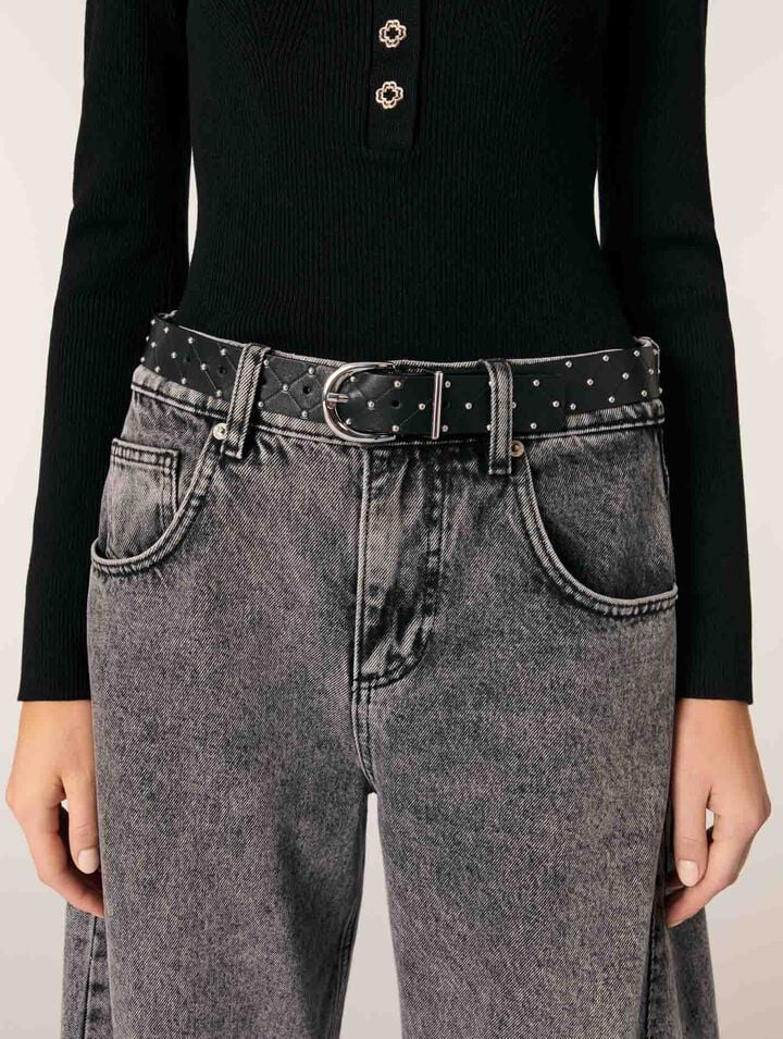 Jersey de punto de canalé con escote