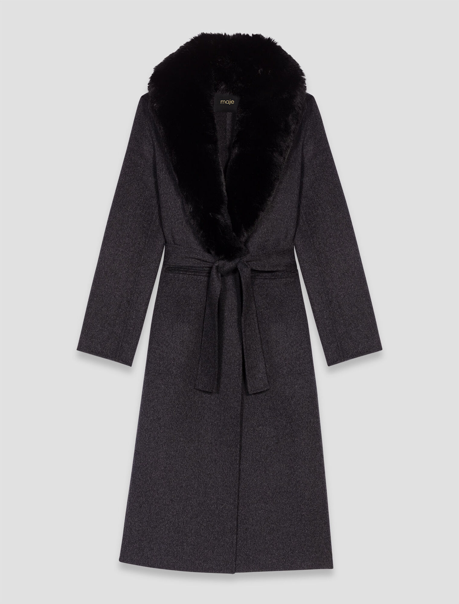 Abrigo largo de piel sint&eacute;tica