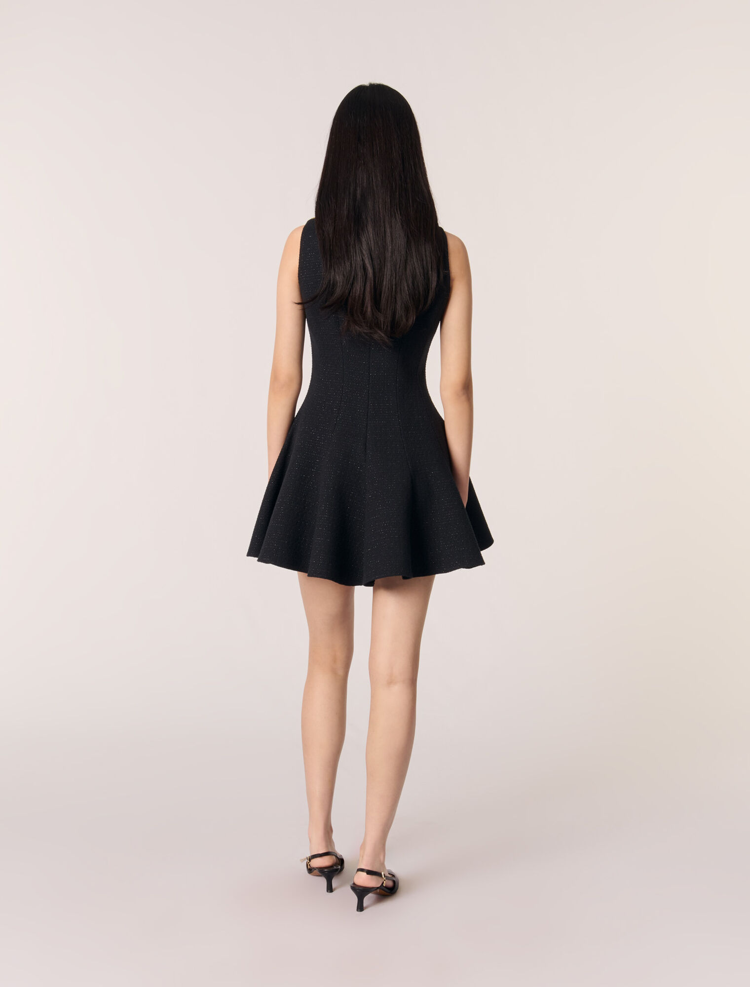 Vestido corto acampanado de tweed