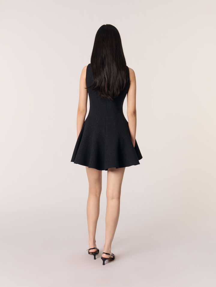 Vestido corto acampanado de tweed