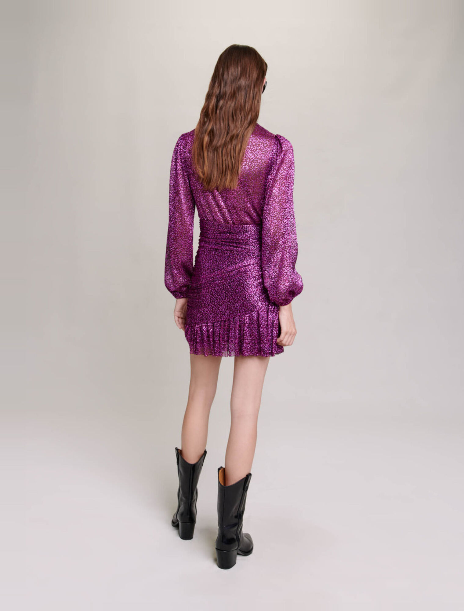Vestido plisado fibras metalizadas