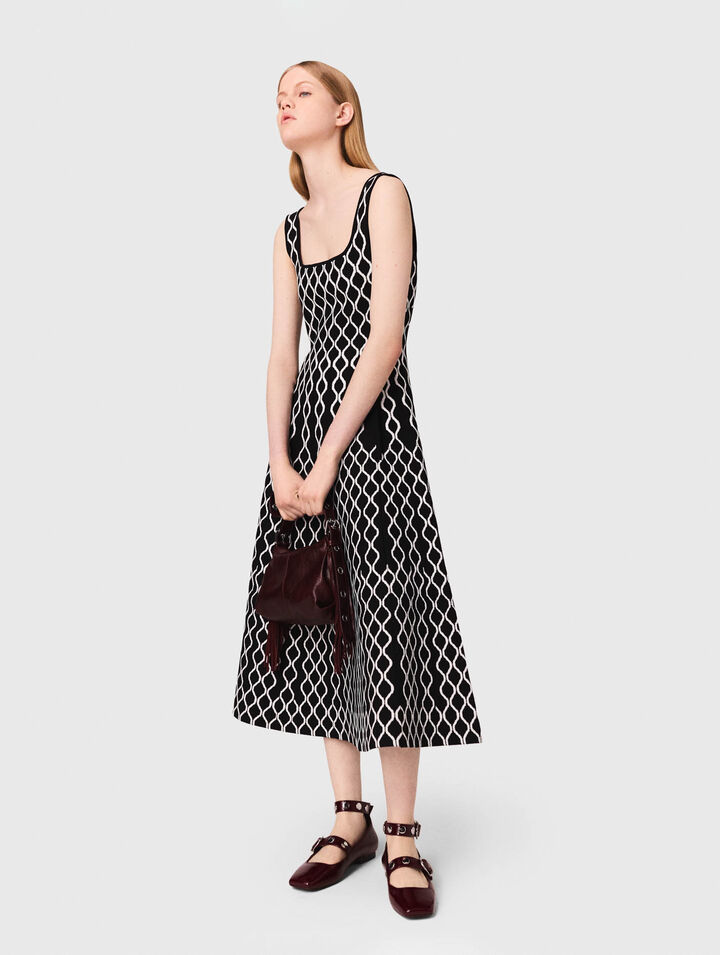 Vestido midi de punto jacquard