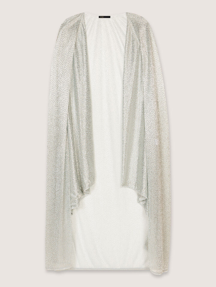 Vestido largo con capa de lurex