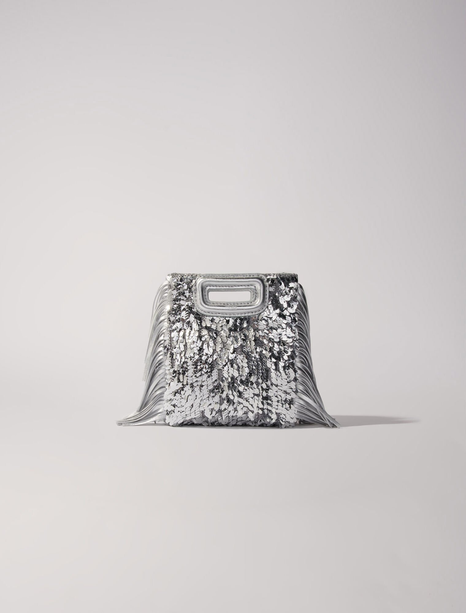 Bolso M mini de lentejuelas plateadas