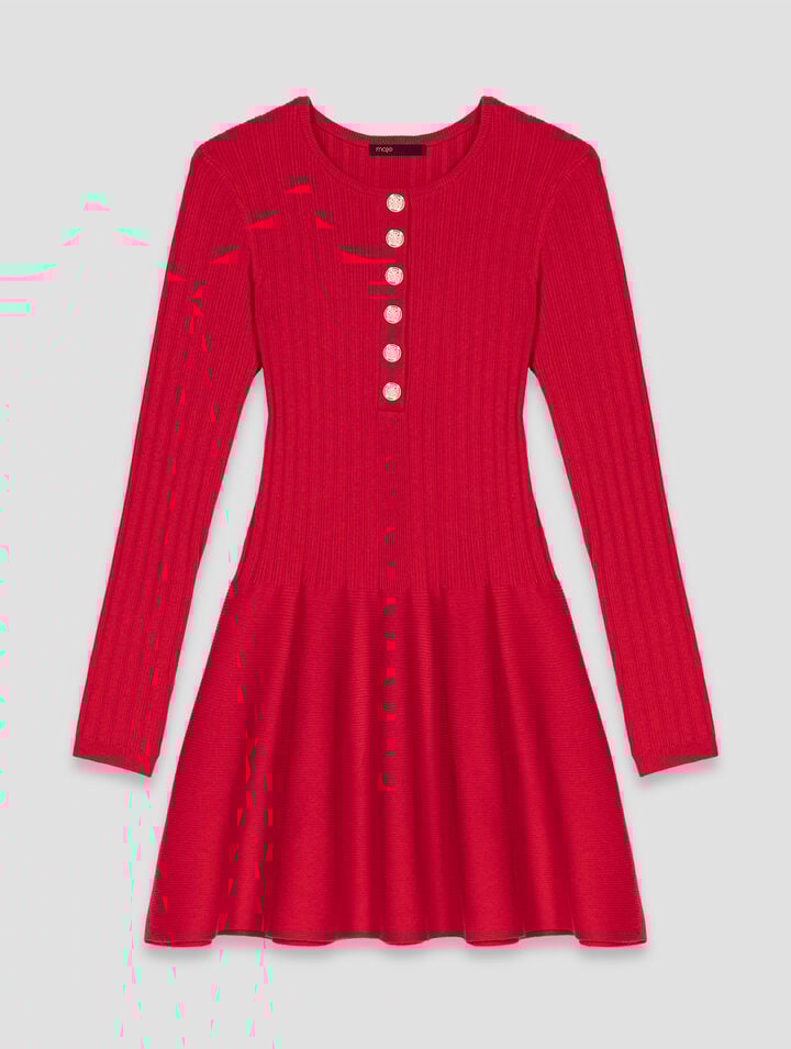 Vestido de punto con falda evasé