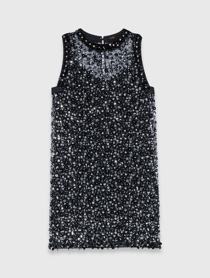 Vestido con strass de motivo floral