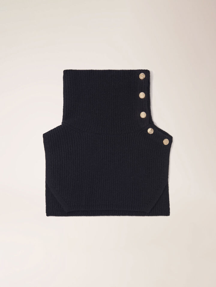 Cuello abotonado de mezcla de lana
