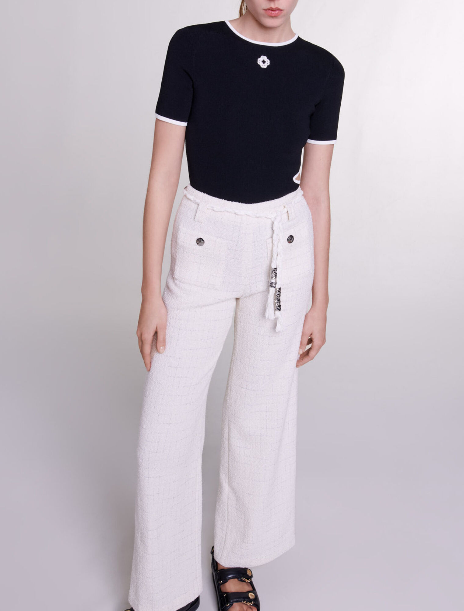 Pantalón tweed de hilos metalizados