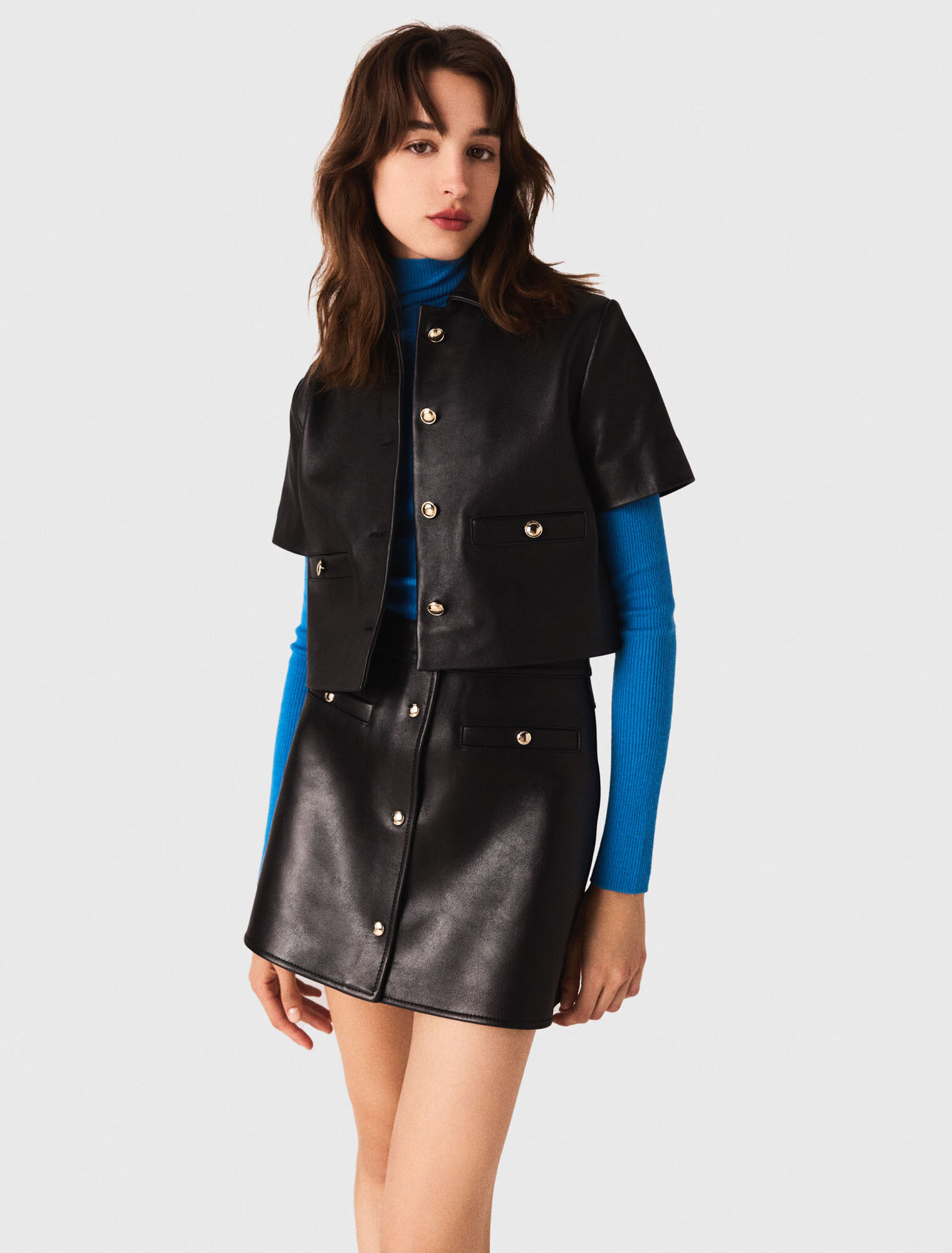 Chaqueta corta de piel