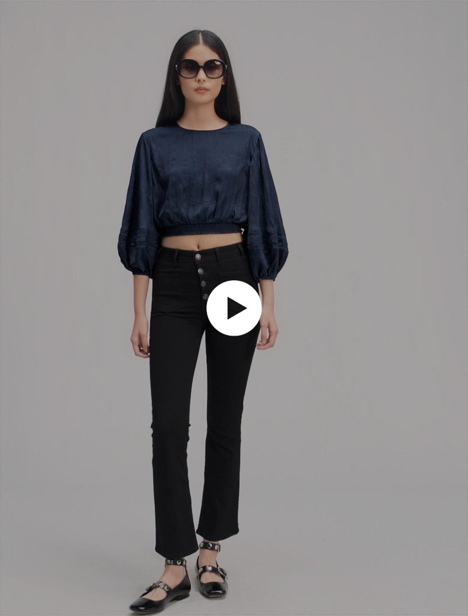Top corto satinado