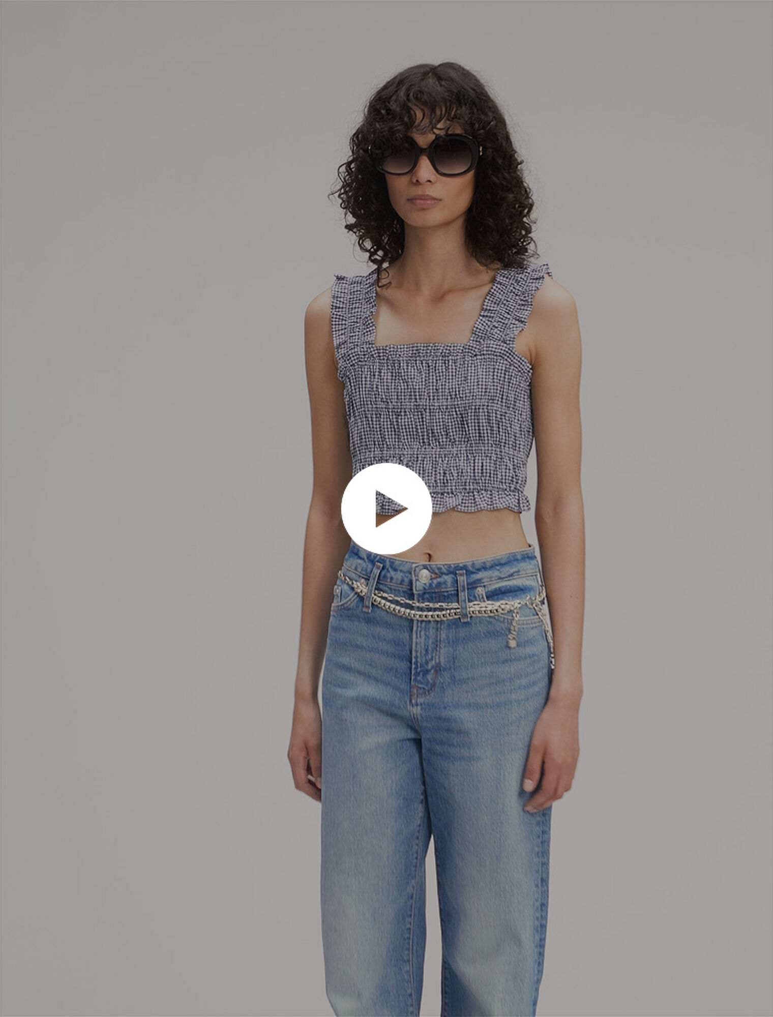Top fruncido con motivo vichy