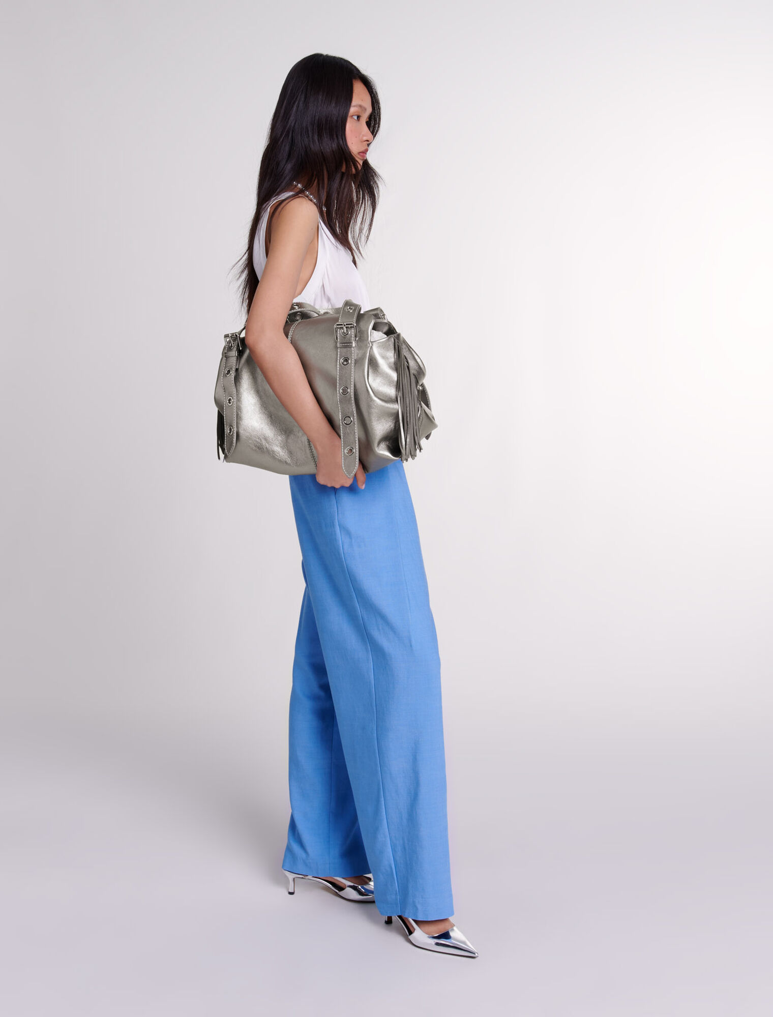 Bolso Miss M XL de cuero metalizado