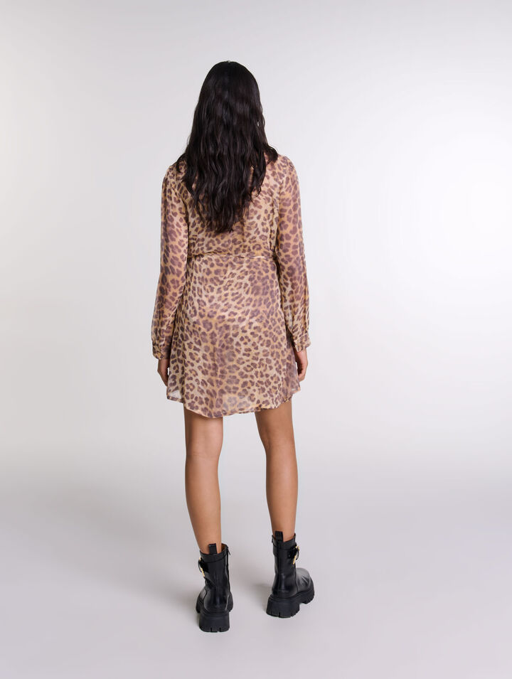 Vestido corto estampado de leopardo