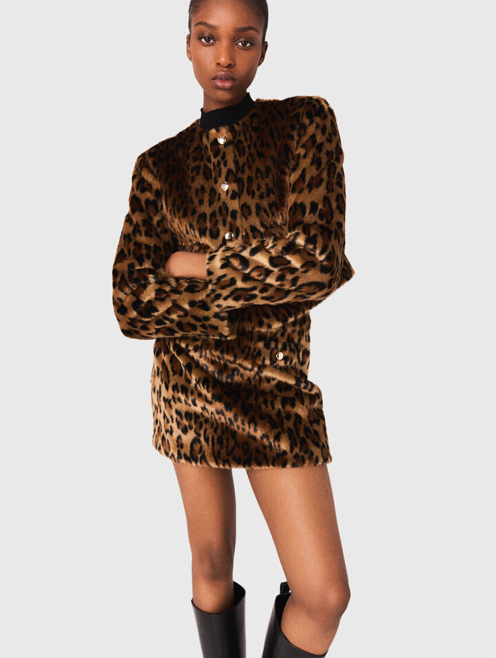 Chaqueta de piel sintética leopardo