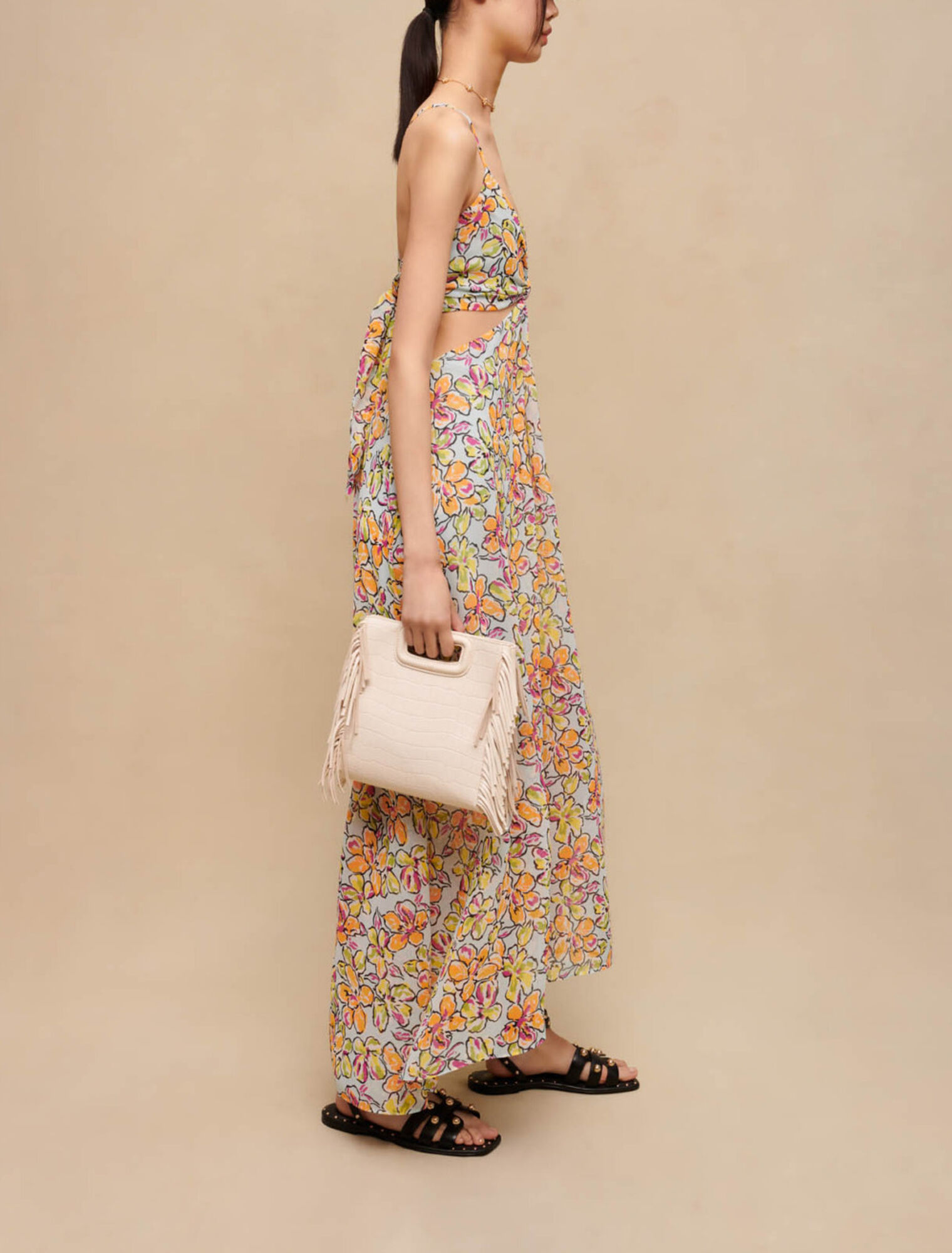 Maxi vestido recortado floral