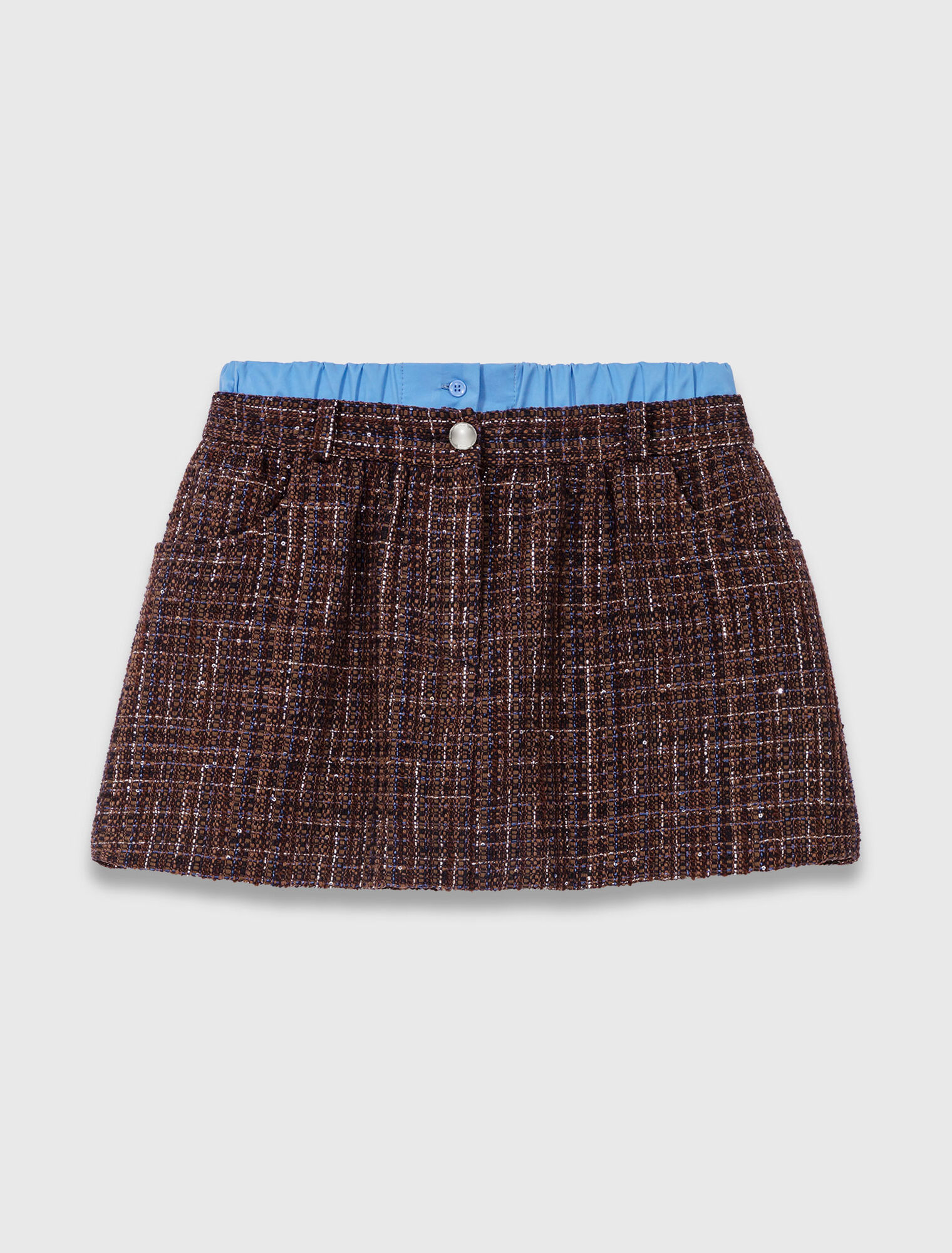 Short de tweed con banda elástica
