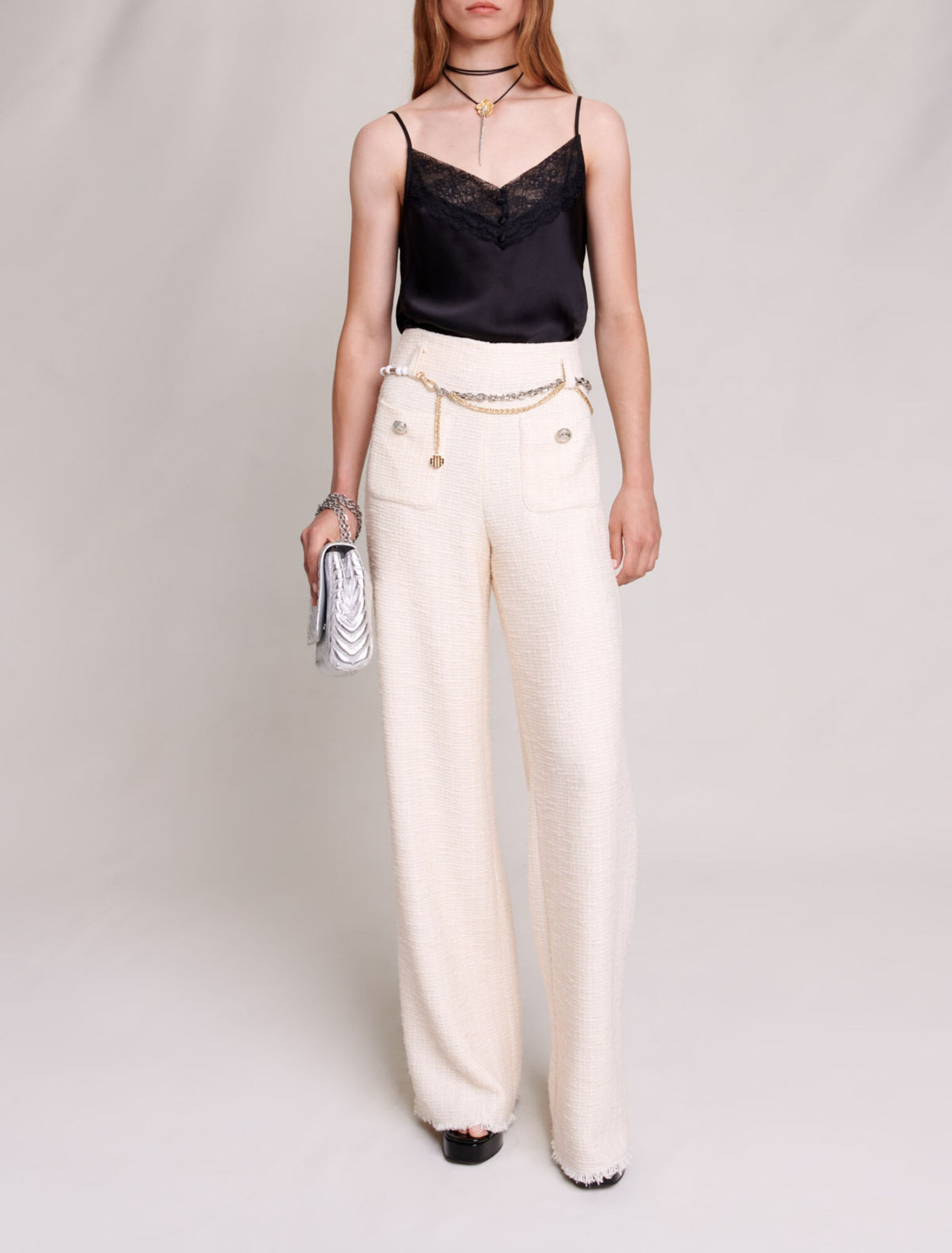 Pantalón holgado de tweed